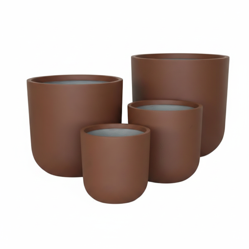 4 Chocolate Brown Pots