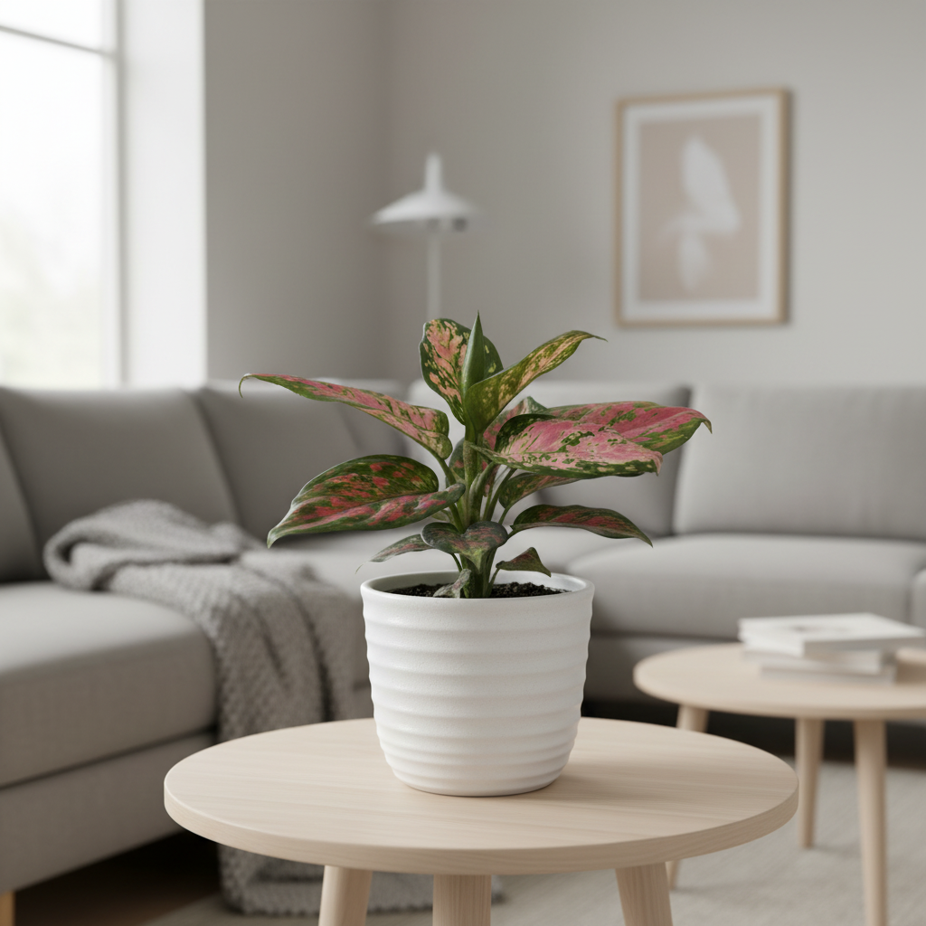 Aglaonema Lady Valentine with lifestyle background