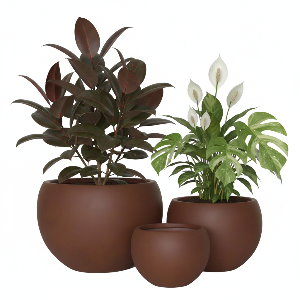 Brown Moon Pots Rubber Peace Thai Monstera