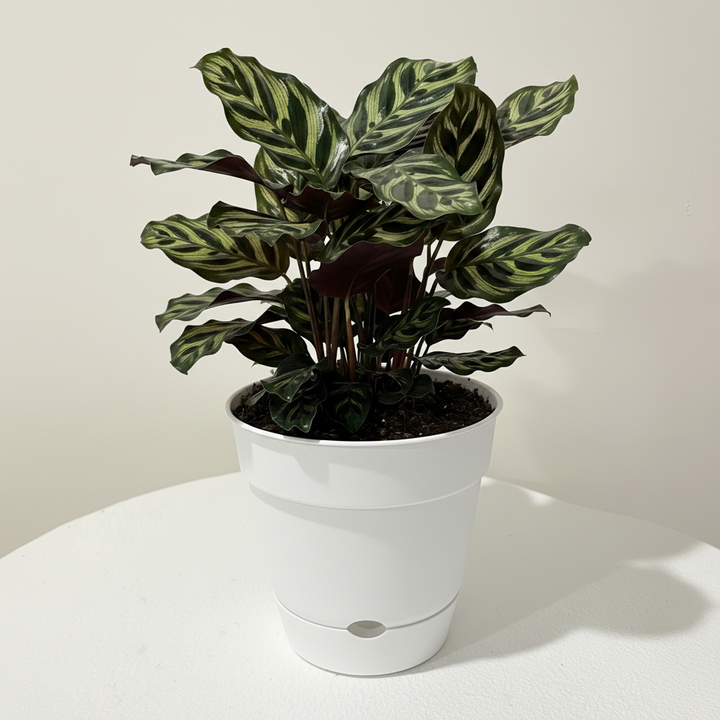 Calathea correct white pot - low angle