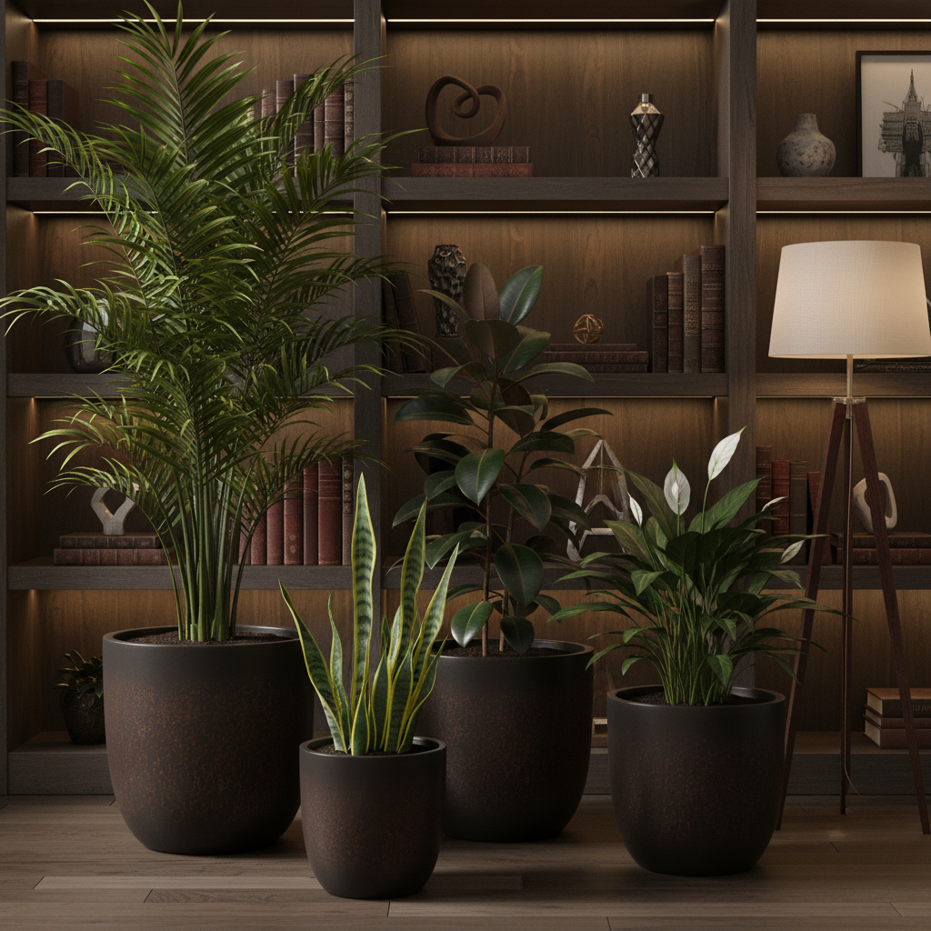 Dark Bronze Pots Home Office