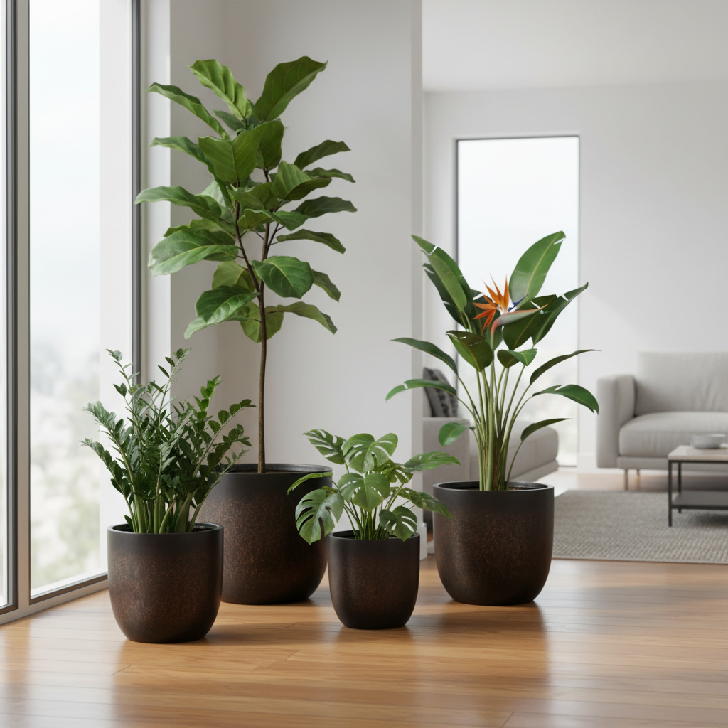 Dark Bronze Pots Modern Living Room
