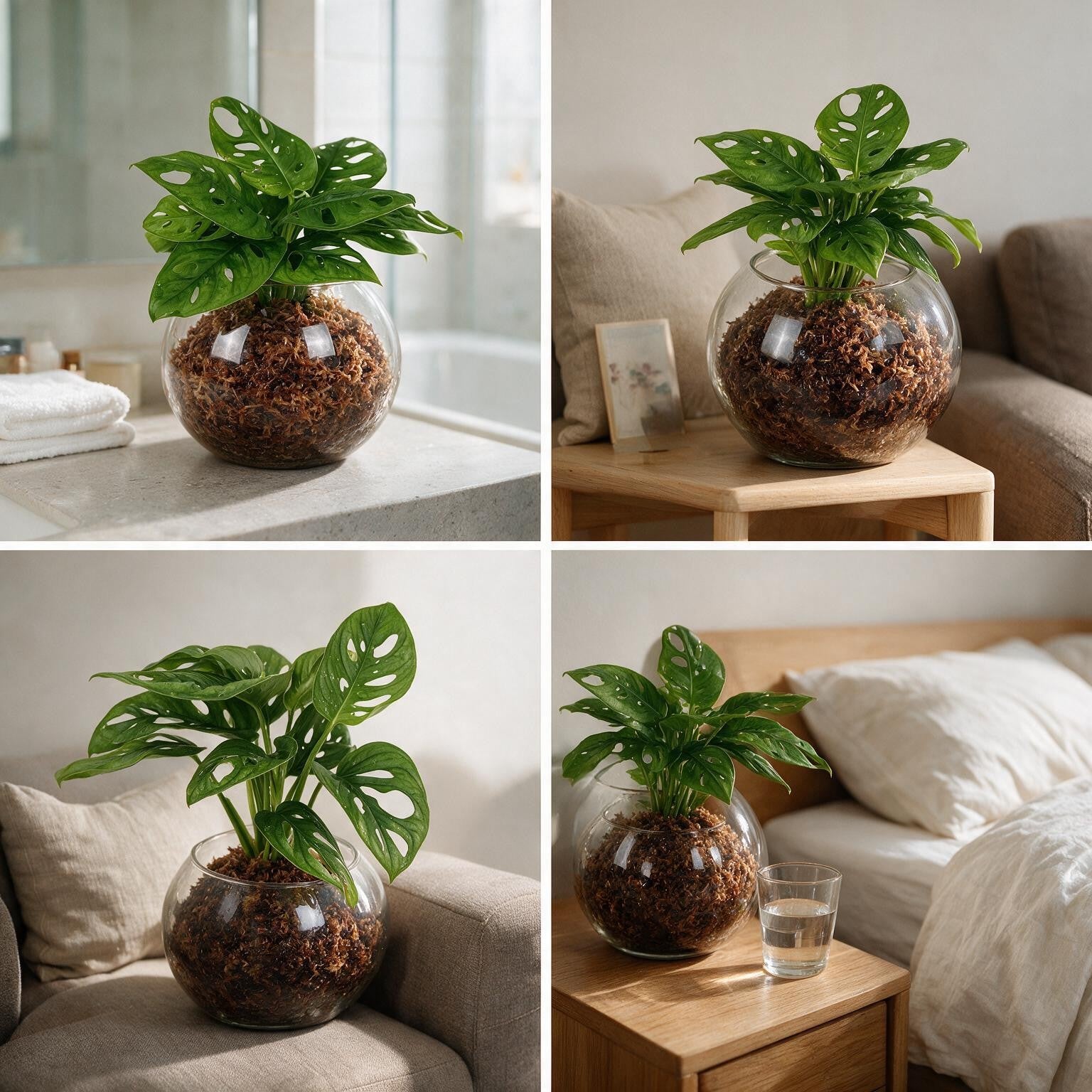 Monstera Monkey Mask Sphagnum Moss Ball