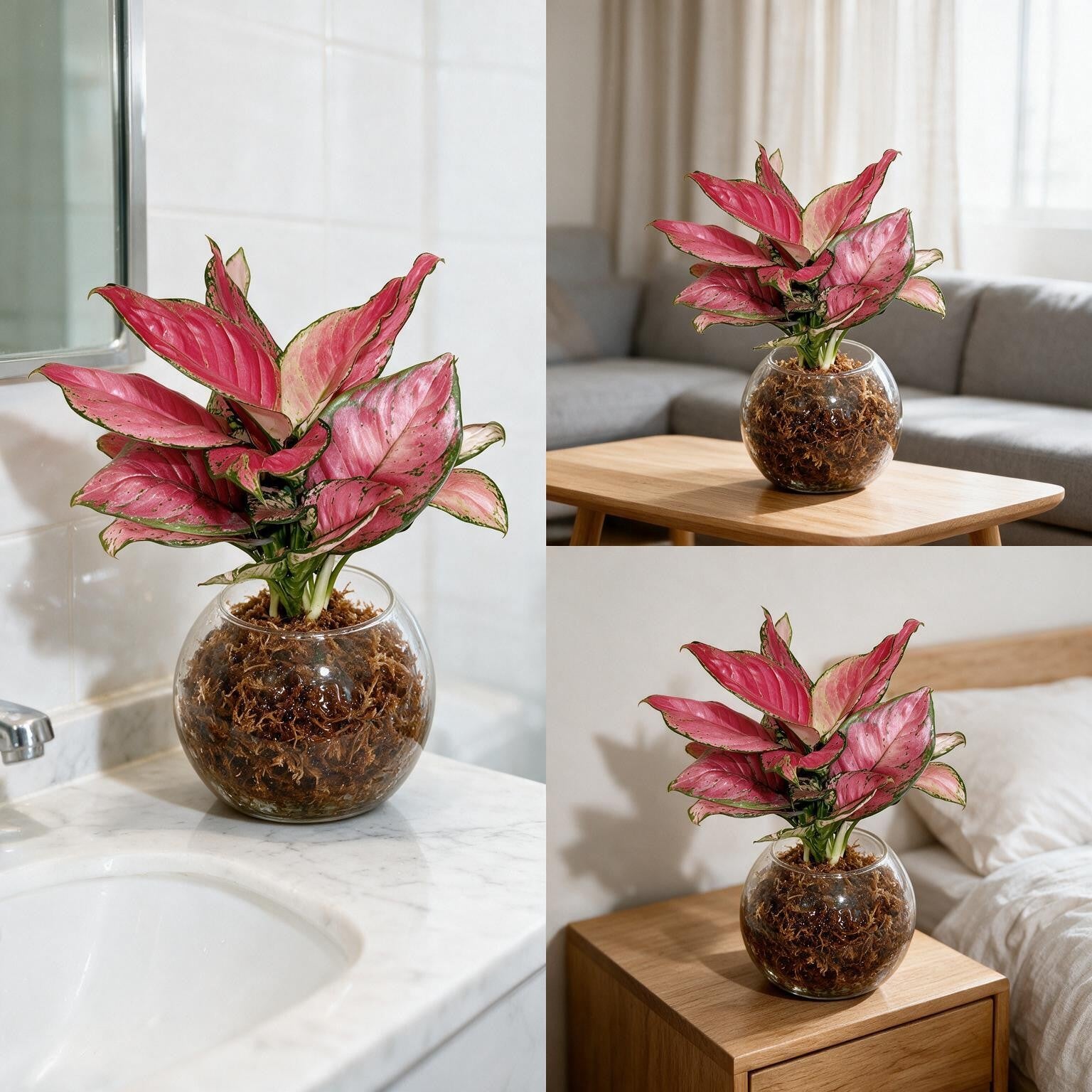 Aglaonema Pink Sphagnum Moss Ball