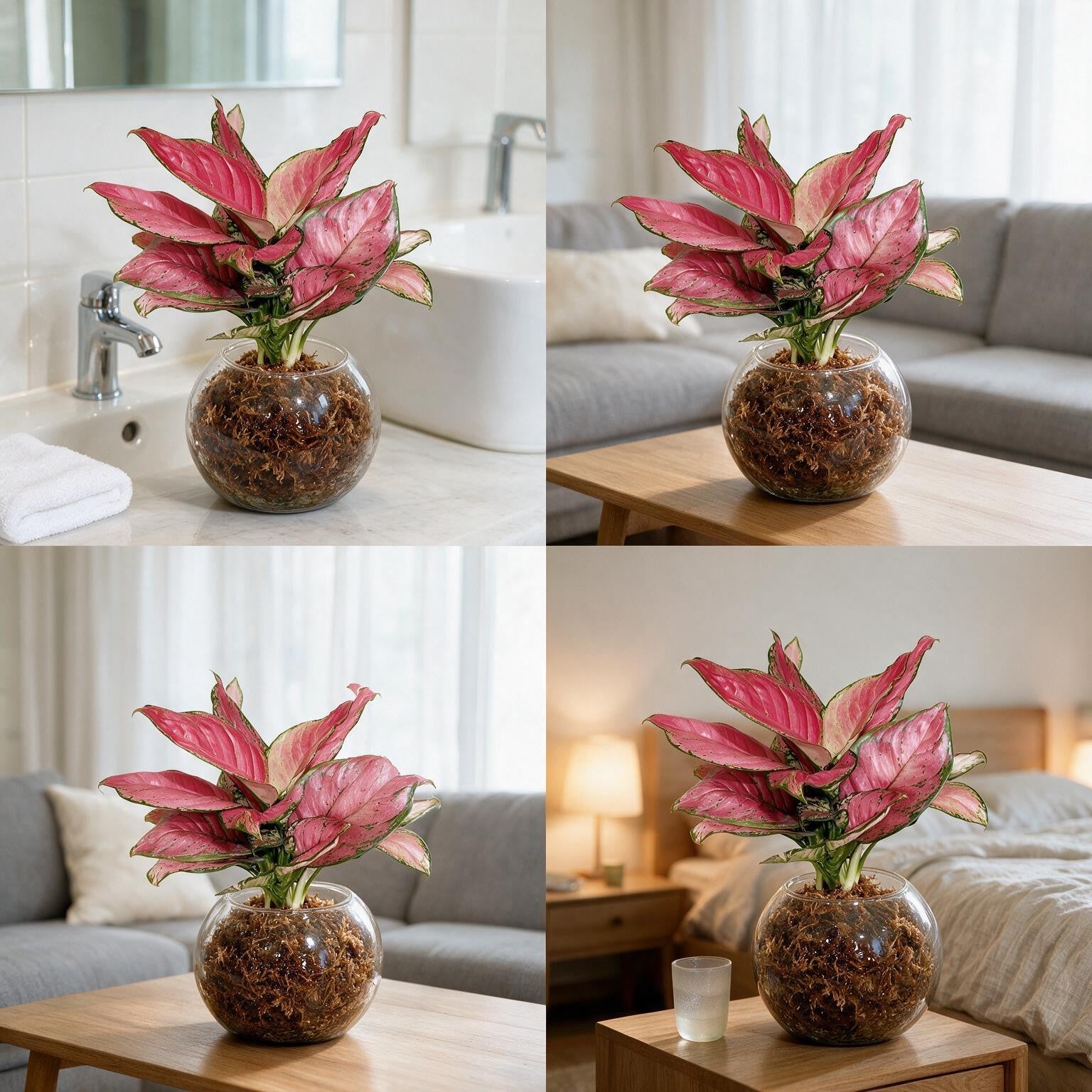 Aglaonema Pink Sphagnum Moss Ball