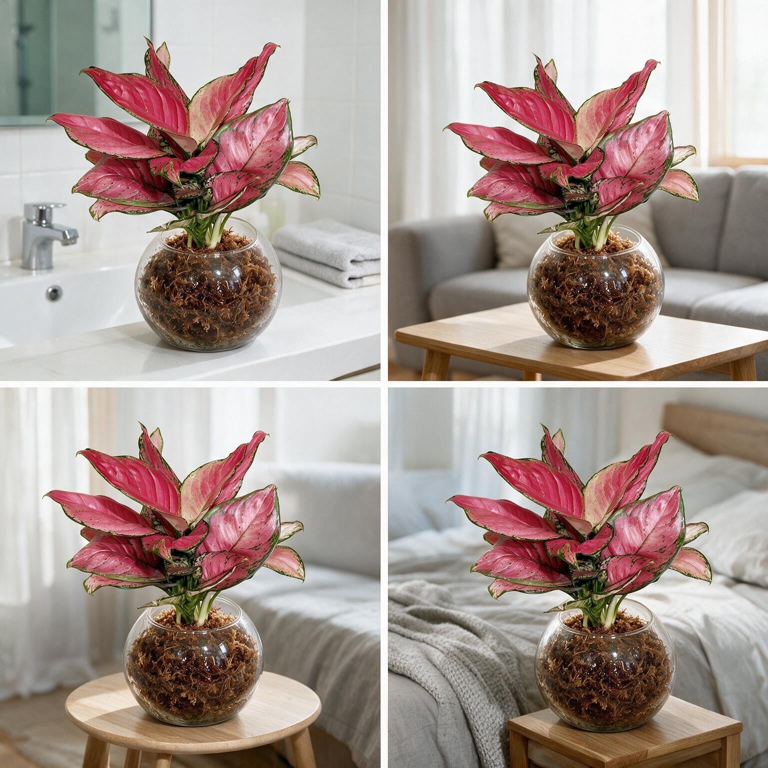 Aglaonema Pink Sphagnum Moss Ball