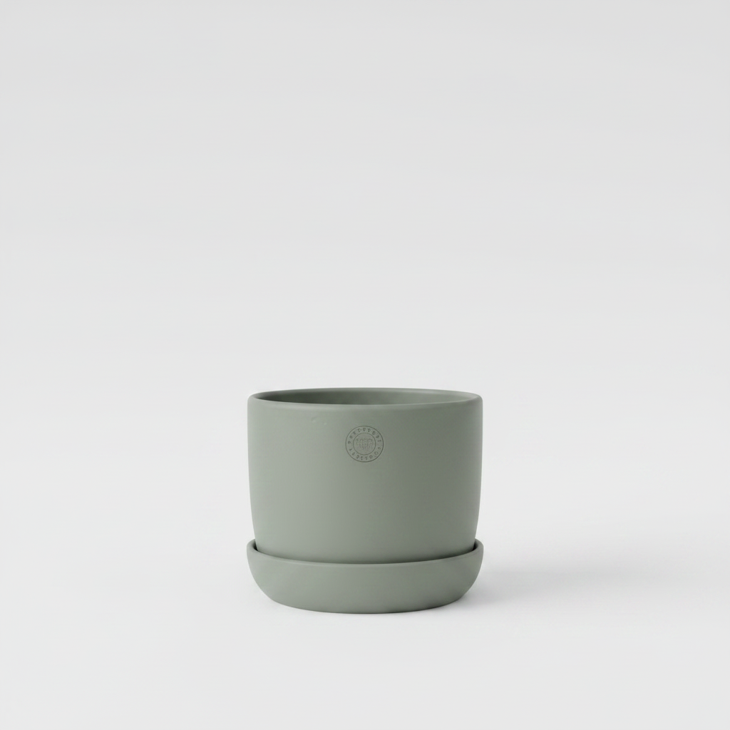 Sage green pot - centered large clean