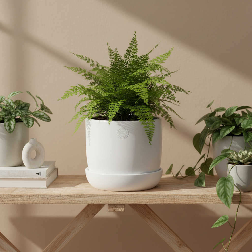 White Ceramic Pot - Shelf Lifestyle