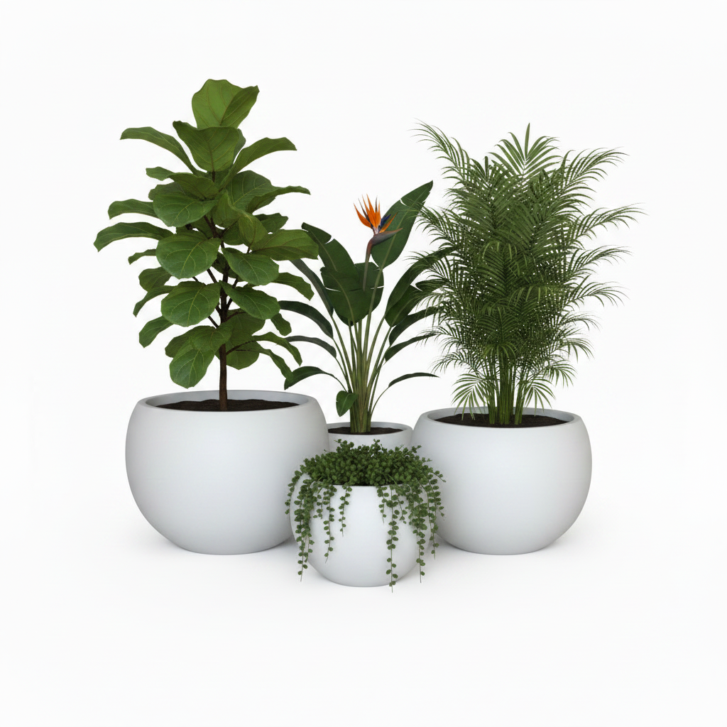 White Moon Pots Big Natural Plants